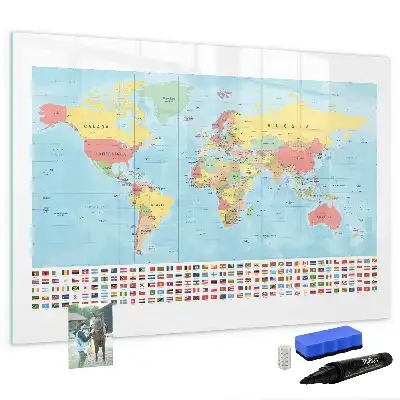 Geografski zemljevid sveta magnetna tabla piši briši