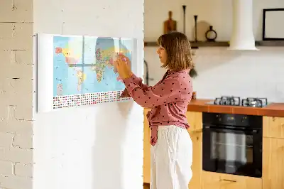 Geografski zemljevid sveta magnetna tabla piši briši