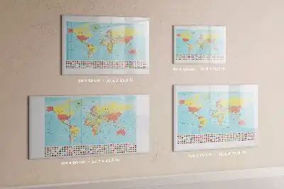 Geografski zemljevid sveta magnetna tabla piši briši