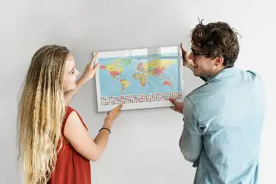 Geografski zemljevid sveta magnetna tabla piši briši