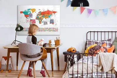 Magnetna tabla za risanje z motivom barvitega zemljevida sveta