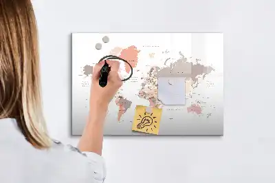 Magnetna tabla za risanje z motivom podrobnega zemljevida sveta