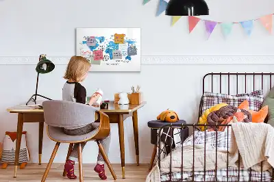 Magnetna tabla za risanje z motivom modrega zemljevida sveta