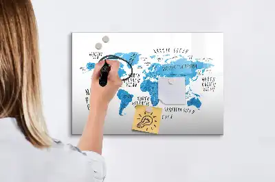 Magnetna tabla za risanje z motivom modrega zemljevida sveta
