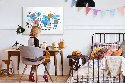 Magnetna tabla za risanje z motivom modrega zemljevida sveta