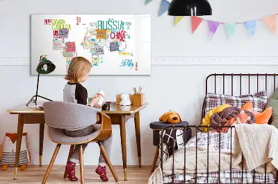 Magnetna tabla za risanje z zemljevidom sveta z imeni držav