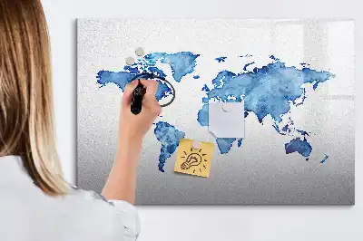 Akvarelni zemljevid sveta magnetna tabla za risanje