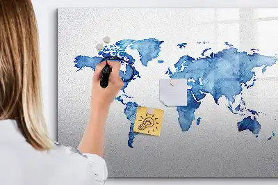 Akvarelni zemljevid sveta magnetna tabla za risanje