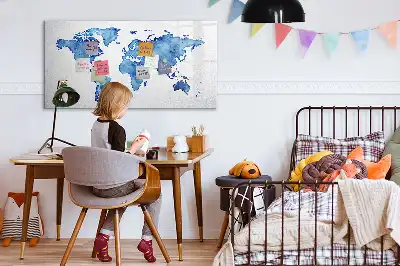 Akvarelni zemljevid sveta magnetna tabla za risanje