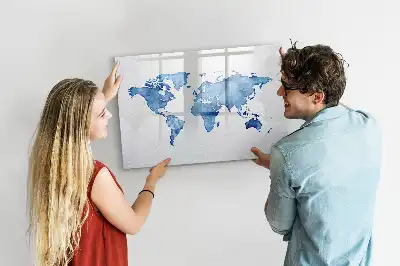 Akvarelni zemljevid sveta magnetna tabla za risanje
