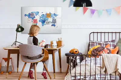 Akvarelni zemljevid sveta magnetna tabla za risanje