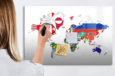 Magnetna piši-briši tabla zemljevid nacionalnih zastav