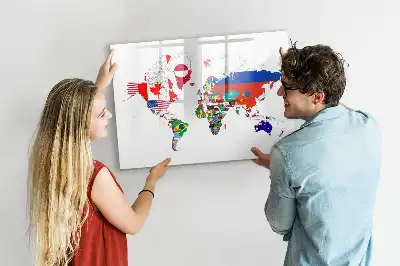Magnetna piši-briši tabla zemljevid nacionalnih zastav