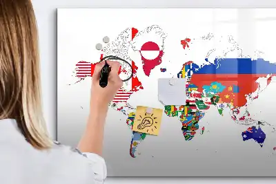 Magnetna piši-briši tabla zemljevid nacionalnih zastav