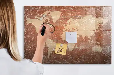 Magnetna tabla za risanje z motivom zemljevida sveta na opeki