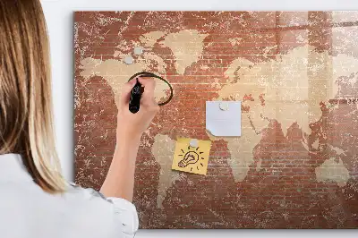 Magnetna tabla za risanje z motivom zemljevida sveta na opeki