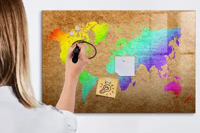 Mavrični zemljevid sveta magnetna piši briši tabla