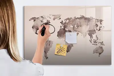 Magnetna piši-briši tabla akvarelni zemljevid sveta