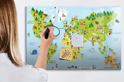 Kulturni zemljevid sveta magnetna tabla za risanje