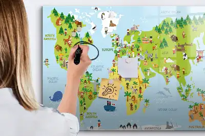 Kulturni zemljevid sveta magnetna tabla za risanje
