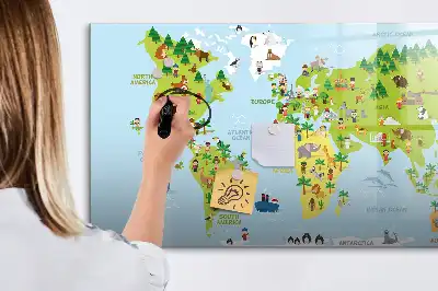 Kulturni zemljevid sveta magnetna tabla za risanje