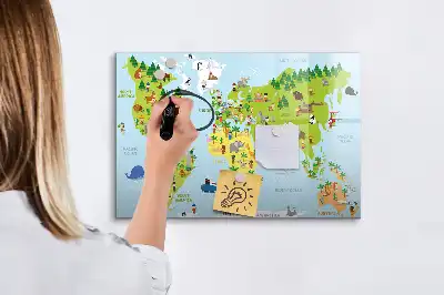 Kulturni zemljevid sveta magnetna tabla za risanje
