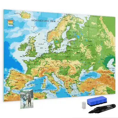 Magnetna tabla za risanje z motivom geografskega zemljevida sveta