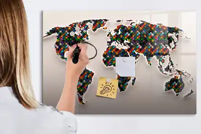 Magnetna tabla za risanje z motivom abstraktnega zemljevida sveta