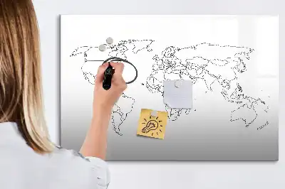 Magnetna tabla za risanje z motivom zemljevida sveta