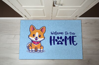 Predpražnik s potiskom Welcome to our home Pes