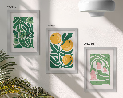 Stenska galerija slik Minimalistični rastlinski vzorci s plodovi in ​​listi