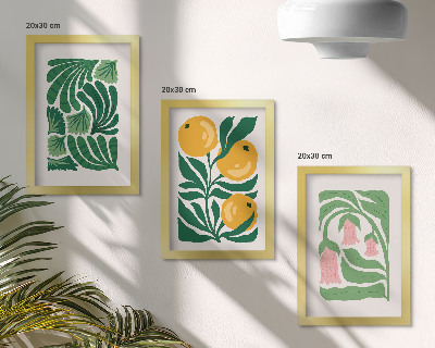 Stenska galerija slik Minimalistični rastlinski vzorci s plodovi in ​​listi