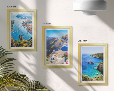 Set 3 slik v okvirju Razgledi na grško obmorje in mesto Santorini v Oii