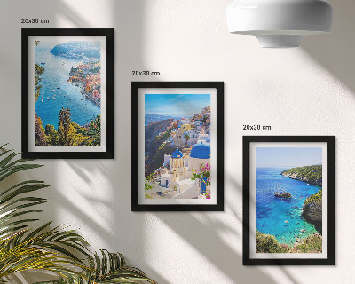 Set 3 slik v okvirju Razgledi na grško obmorje in mesto Santorini v Oii