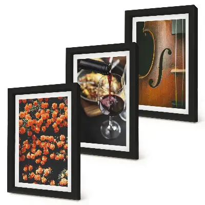 Stenska galerija slik vintage romantično cvetje z vinom in violino