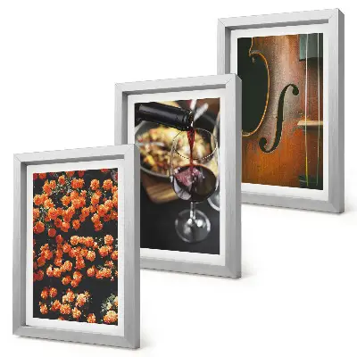 Stenska galerija slik vintage romantično cvetje z vinom in violino