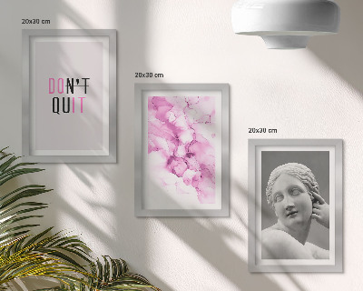 Set 3 slik v okvirju Akvarelna abstrakcija, navdihujoč slogan, starodavna skulptura