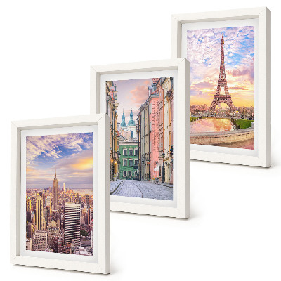 Stenska galerija slik Pogled na mesta New York, Pariz in Varšavo v mraku