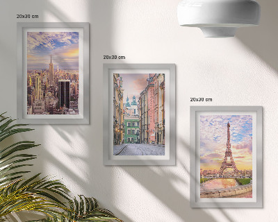 Stenska galerija slik Pogled na mesta New York, Pariz in Varšavo v mraku