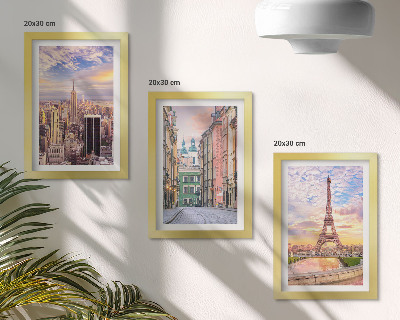 Stenska galerija slik Pogled na mesta New York, Pariz in Varšavo v mraku