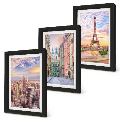 Stenska galerija slik Pogled na mesta New York, Pariz in Varšavo v mraku