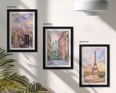 Stenska galerija slik Pogled na mesta New York, Pariz in Varšavo v mraku