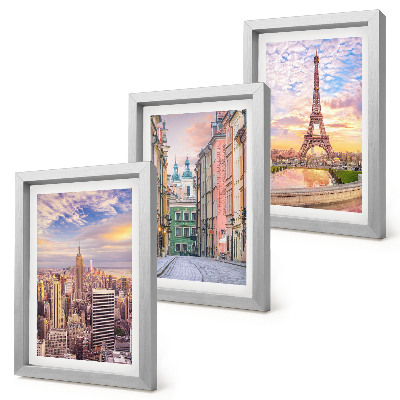 Stenska galerija slik Pogled na mesta New York, Pariz in Varšavo v mraku