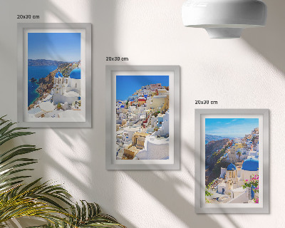 Stenska galerija slik Pogled na krajinsko arhitekturo mesta Oia na Santoriniju v Grčiji