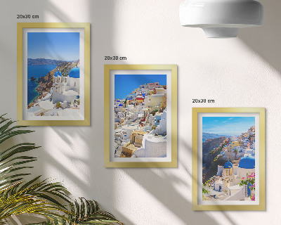 Stenska galerija slik Pogled na krajinsko arhitekturo mesta Oia na Santoriniju v Grčiji