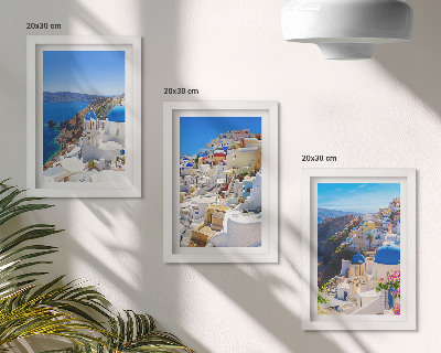 Stenska galerija slik Pogled na krajinsko arhitekturo mesta Oia na Santoriniju v Grčiji