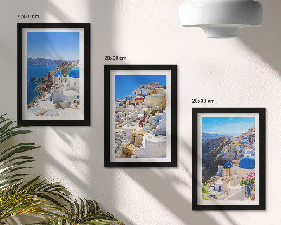 Stenska galerija slik Pogled na krajinsko arhitekturo mesta Oia na Santoriniju v Grčiji