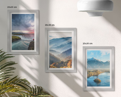 Stenska galerija slik Slikovite gorske pokrajine in slapovi v naravi
