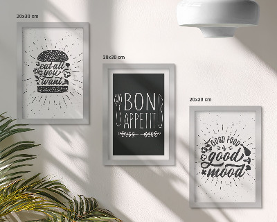 Stenska galerija slik Grafike s slogani o hrani in kulinariki