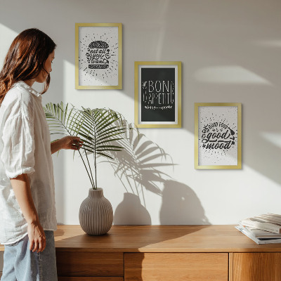 Stenska galerija slik Grafike s slogani o hrani in kulinariki